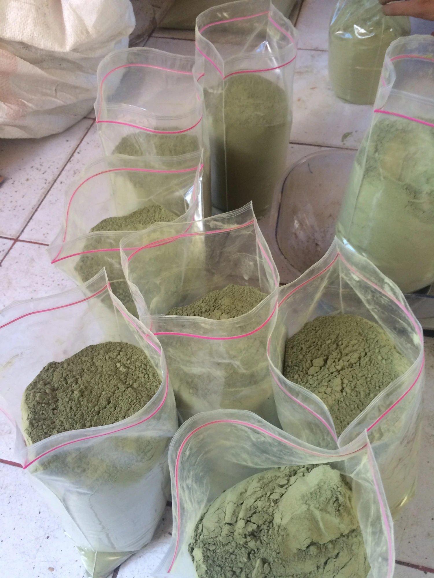 Fresh kratom powder sealed in one-kilogram bags
